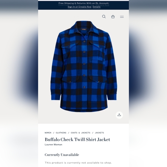 Buffalo Check Twill Shirt Jacket Ralph Lauren Woman Sz 10 - Picture 5 of 6